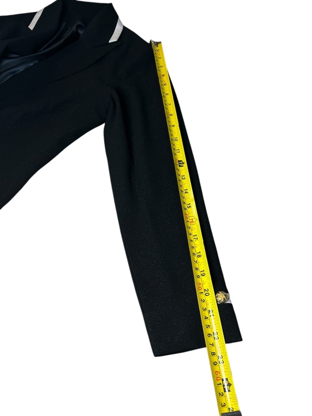 Structured Classic Black Blazer with White Trim and Gold Buttons - Small - Picture 13 of 14